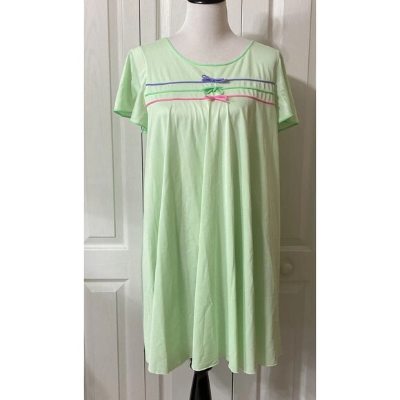 Vintage 2 Pc Lorraine Green Nylon Babydoll Nightgown and Robe Peignoir - Picture 6 of 16